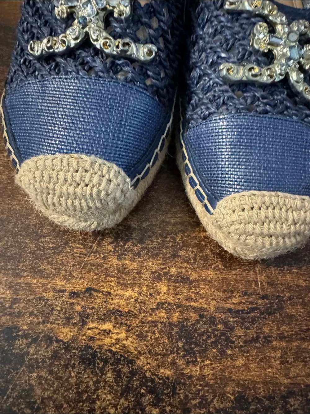 Sam Edelman Khiara Emblem Embellished Espadrille Flats in Hudson Blue Size 9